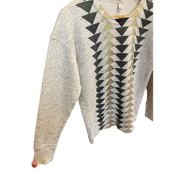 J. Crew Women XS Geometric Chevron Metallic Long Sleeve Sweatshirt Grey & Gold - Picture 7 of 11